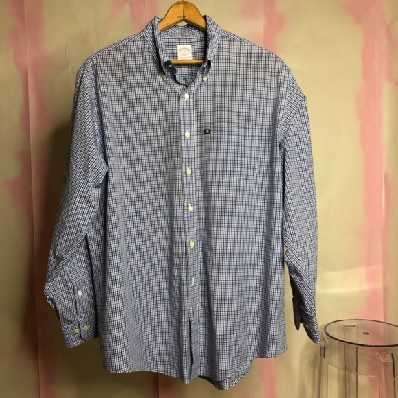 Brooks Brothers Plaid Gridded Logo Button Down Men - Picture 3 of 5